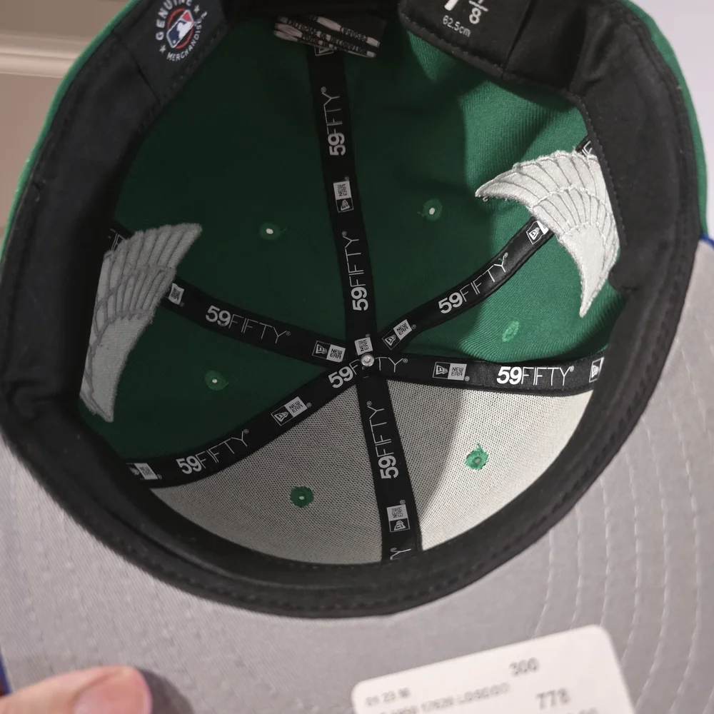 New Era LA Dodgers Two-Tone Fitted Hat - Green & Navy with Wings 7 7/8 - Picture 5 of 6